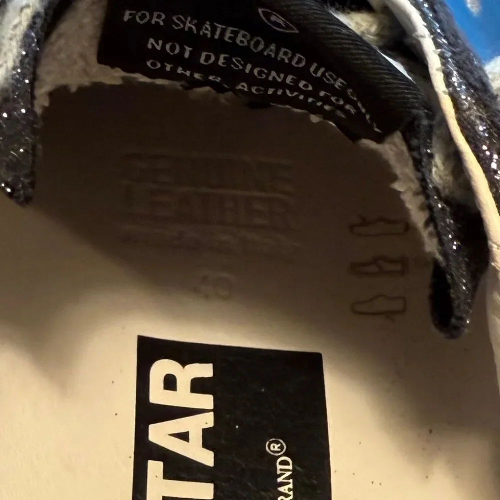 Golden Goose GGDB Women's Super Star Grey‎ Glitter Sneakers with Blue Star EU 40